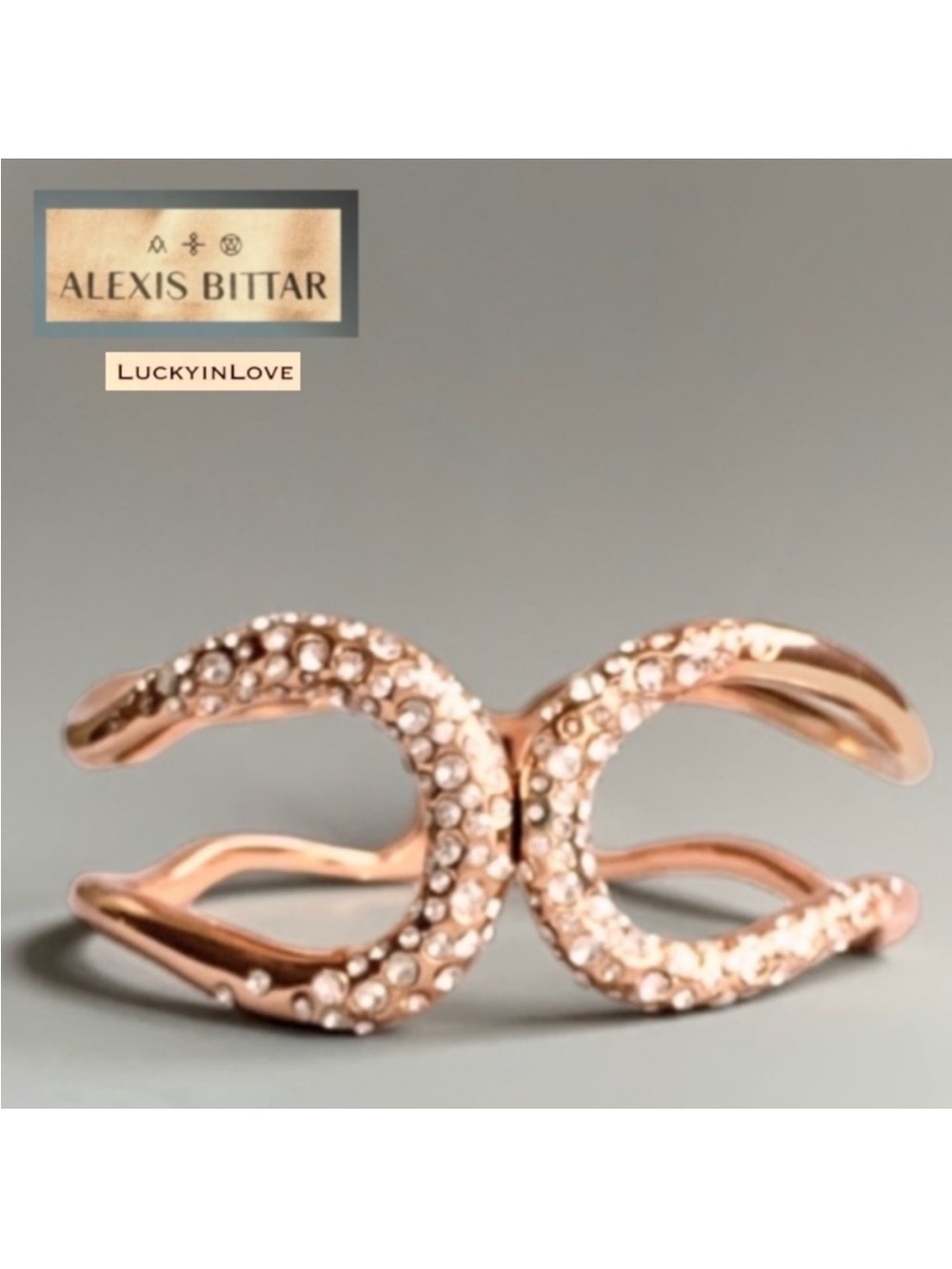 ALEXIS BITTAR • Rose Gold Miss Havisham Hinged Crystal Dusted Bangle Bracelet